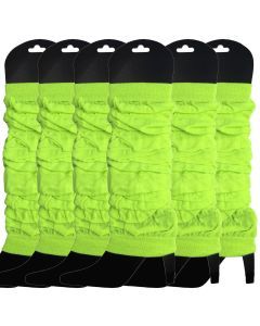 6x Fluro Yellow Leg Warmers Bulk Pack - Womens Dance Costume/80s Party