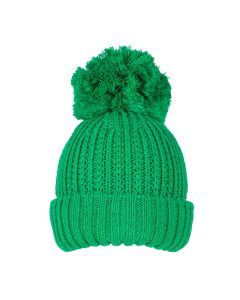 Dents Women’s Ribbed Knit Bobble Beanie - Emerald Green