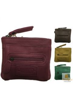 Womens Leather Clutch Wallet Purse - Card Holder Satchel Zipper Handbag)