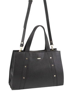 Morrissey Womens Italian Structured Leather Tote Handbag - Black  (MO3161)