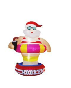 Christmas Hawaii Santa Inflatable Yard Decor LED