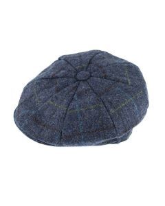 DENTS Mens Abraham Moon Check Tweed Newsboy Cap - Blue