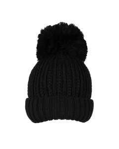 Dents Women’s Ribbed Knit Bobble Beanie - Black