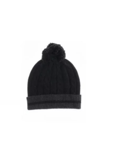 Dents Mens Cable Knit Wool Beanie - Black/Charcoal (Warm Winter Knit)