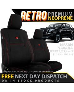 Nissan Navara NP300 Retro Premium Neoprene 2x Front Seat Covers (In Stock)