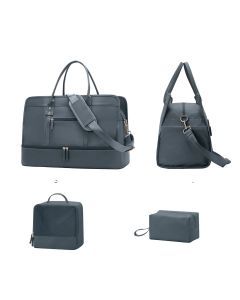 Luggage Travel Bag with Clothes and Toiletry Bag (Grey)