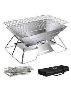 Moyasu Folding Fire Pit BBQ Outdoor Camping Portable Steel Stove Adjustable