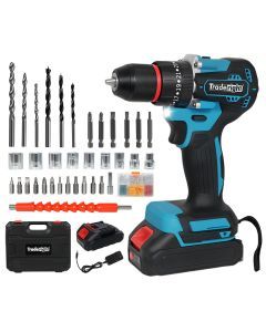 Traderight 96Pcs Cordless Brushless Impact Drill Driver 2x 2.0Ah Battery Set
