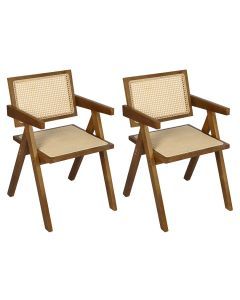 Levede 2x Armchair Dining Chair Wicker Wooden Chairs Rattan Accent Lounge Seat