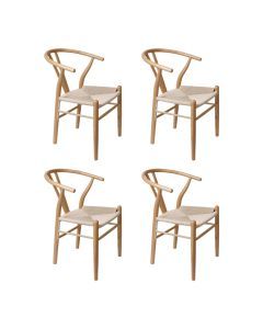 Levede 4x Dining Chairs Wooden Hans Wegner Chair Wishbone Chair Cafe Lounge Seat