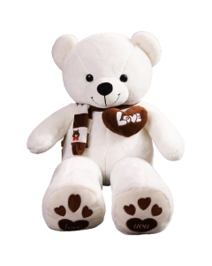 Huge 100cm White Giant Teddy Bear Toys Stuffed Animals Soft Plush Cotton Scarf Bear Hold Pillow Doll