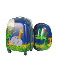 Bopeep 16''13'' 2Pcs Kids Luggage Set Travel Suitcase Child Bag Backpack Jungle