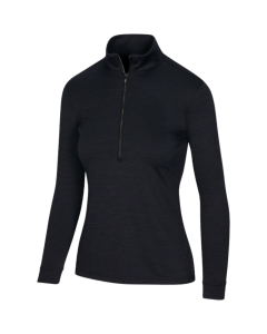 Greg Norman Womens Utility 1/2 Zip Mock Long Sleeve Golf Top in Black Heather