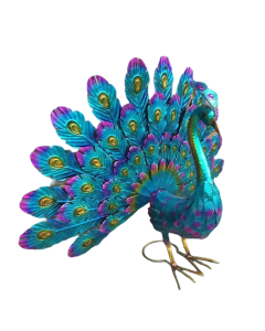 Exquisite Painted Peacock Garden Sculpture - Elegant Metal Animal Figurine for Easter