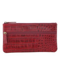 Pierre Cardin Womens Genuine Soft Italian Leather Wallet - Red/Croc