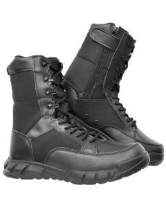 Mens Tactical Mid-Calf Combat Boots (Black With Zip)