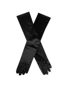 Dents Womens Long Above Elbow Satin Gloves in Black