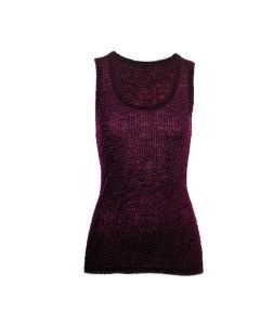 MERINO SKINS Wool Blend Ladies Verona Round Neck Thermal  Tank Top - Amaranth Red