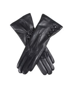 Dents Womens Touchscreen Three-Point Cashmere-Lined Leather Gloves with Buttons