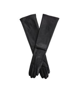 Dents Mia Womens Single Point Long Leather Gloves - Black