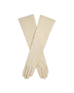 Dents Womens Long Above-Elbow Lined Leather Gloves in Ivory