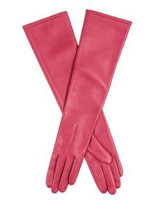 Dents Womens Long Above-Elbow Lined Leather Gloves in Sorbet