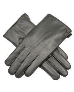 Dents Women’s Touchscreen Single-Point Faux Fur-Lined Leather Gloves - Charcoal