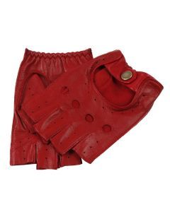 Dents Womens Fingerless Leather Driving Gloves - Berry