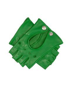 Dents Womens Fingerless Leather Driving Gloves in Emerald