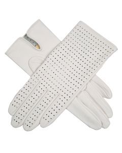 Dents Women’s Perforated Leather Gloves in Pearl