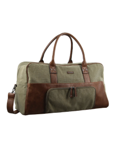 Pierre Cardin Mens Canvas Overnight Travel Duffle Bag - Brown (Business Luggage)