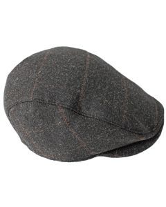DENTS Tweed Flat Cap Wool Ivy Hat Driving Cabbie Quilted - Black