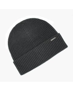 Dents Pure Merino Wool Rib Knit Beanie Hat - Black
