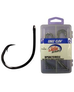20 Pack of Assorted Eagle Claw Platinum Black Circle Hooks - Sizes 7/0 to 10/0