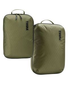 2x THULE Packing Cube Set Compression Travel Storage Bags Duo in Green - (S & M)