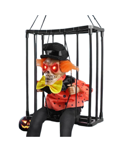 Halloween Screaming Clown Cage Decoration with Lights