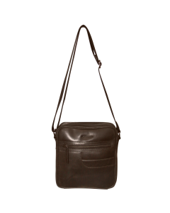 Futura Mens Leather Crossbody Travel Wallet Bag - Brown (Adjustable Shoulder Strap)
