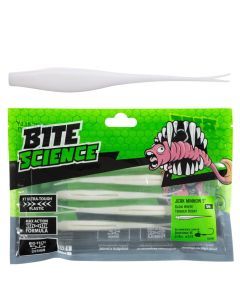 5 Pack of 5 Inch Bite Science Jerk Minnow Soft Plastic Lures - Glow White