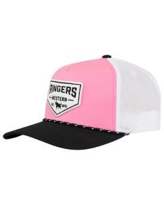 Ringers Western Garage Trucker Cap Mid Profile Mesh Back Snapback in Melon/Black