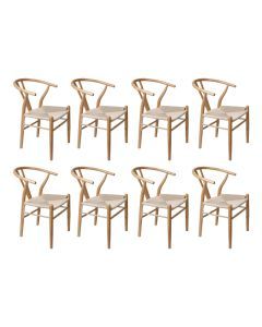 Levede 8x Dining Chairs Wooden Hans Wegner Chair Wishbone Chair Cafe Lounge Seat