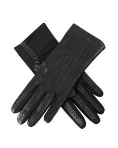 Dents Womens Leather Compression Driving Gloves - Black (Silk Lining)