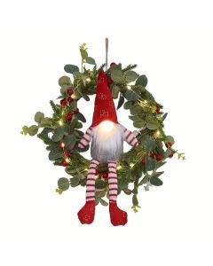 Christmas Gnome Wreath LED Wall Hanging Decor