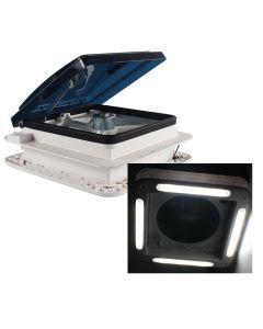 12V SHOWER ROOF VENT WITH LED LIGHTS & TINTED LID suits Roof Thickness 25-65mm