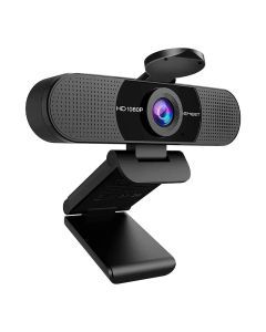 1080P HD USB Webcam Dual Noise-Canceling Mics Black