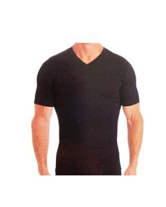 MERINO SKINS Mens Classic V-Neck Thermal T-Shirt - Black (Short Sleeve Wool Tee)