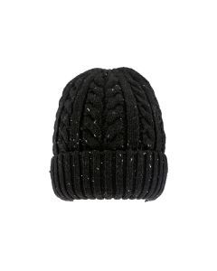 Dents Men’s Cable Knit Beanie Hat with Marl Yarn - Black