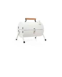 Portable Tabletop Charcoal Grill And Smoker White Outdoor BBQ White