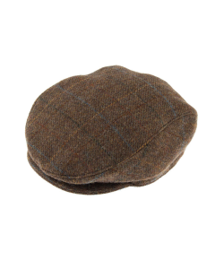 Dents Mens Abraham Moon Tweed Quilted Flat Cap Ivy Hat - Chestnut (Driving Cabbie)