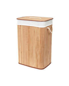 Compactor Rectangular Natural Bamboo Laundry Hamper with Removable Liner - 60x45cm