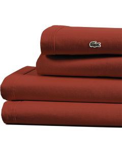 Lacoste King 100% Cotton Percale 200TC Bed Sheet Set in Chili Pepper